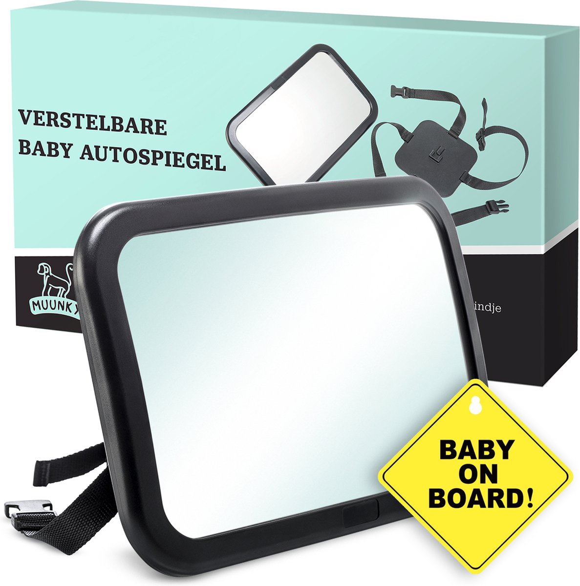 Autospiegel Baby - Verstelbare Achteruitkijkspiegel - Babyspiegel voor Achterbank - Baby on Board met Zuignap