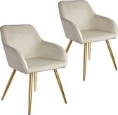 tectake® - set van 2 stoelen Marilyn fluweellook - creme/goud - 404901