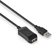 Actieve USB verlengkabel - USB A naar USB A - 2.0 - HighSpeed - 480 Mb/s - 5 meter - Zwart - Allteq