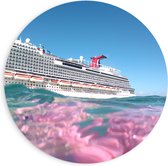 WallClassics - PVC Schuimplaat Muurcirkel - Uitzicht op Grote Cruise vanuit de Zee - 90x90 cm Foto op Muurcirkel (met ophangsysteem)