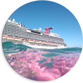 WallClassics - Dibond Muurcirkel - Uitzicht op Grote Cruise vanuit de Zee - 80x80 cm Foto op Aluminium Muurcirkel (met ophangsysteem)