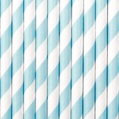 Partydeco Drinkrietjes - papier - 10x - strepen wit/blauw - 19,5 cm - rietjes