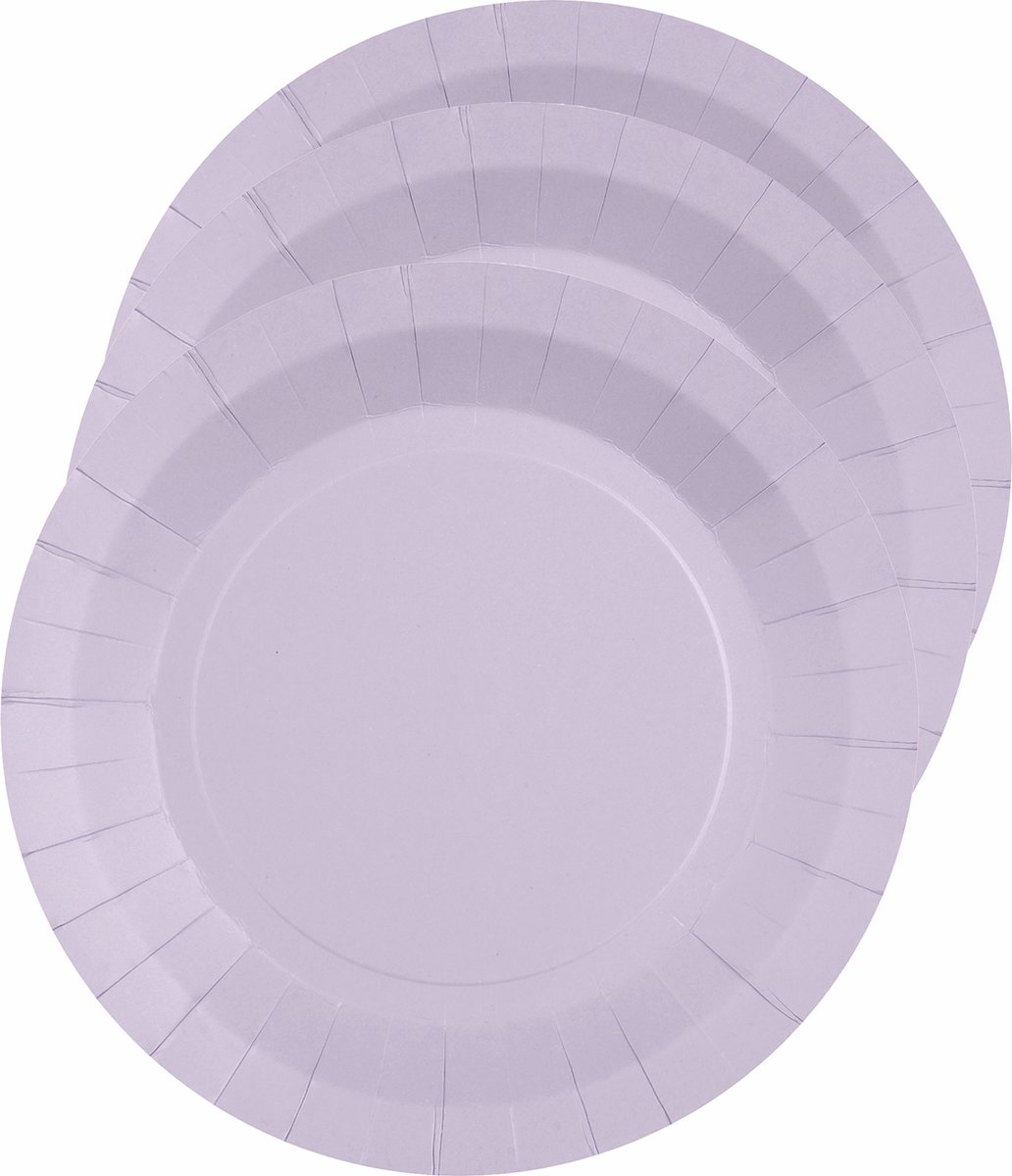 Santex Bordjes karton - 30x - rond - lila paars - 22 cm - feestbordjes