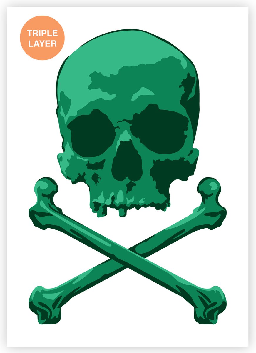 Piraten sjabloon - 3 lagen kunststof A3 Schedel Doodshoofd stencil - Kindvriendelijk sjabloon geschikt voor graffiti, airbrush, schilderen, muren, meubilair, taarten en andere doeleinden