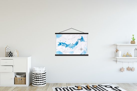 Affiche scolaire - Cartes du Cartes du monde - Japon - Aquarelle - 90x60 cm