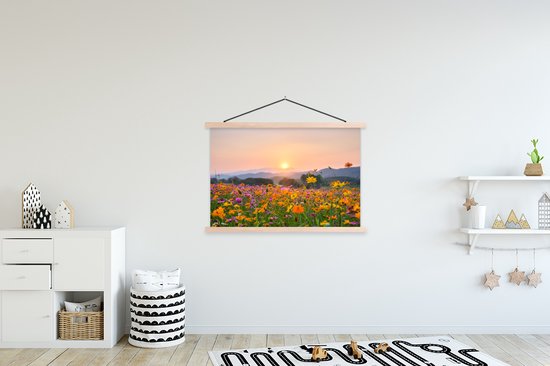 Porte-affiche avec affiche - Affiche scolaire - Fleurs - Coucher de soleil - Berg - 150x100 cm - lattes vierges