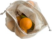 Elicious® - Sacs réutilisables - Filets réutilisables - Groot - Sac à fruits - Filet à fruits - Sac à légumes - Filet à légumes - Katoen Bio - Zéro déchet - Réutilisable - Sac réutilisable - Filet réutilisable - Sac d'épicerie - Lavable - GOTS