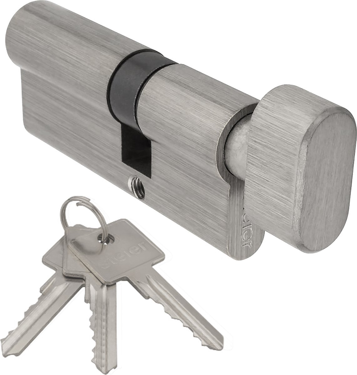 Knopcilinder nikkel 50/50 - incl. 3 sleutels - cilinder - deurcilinder met knop - Deurklink24