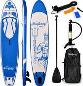 Physionics - Stand Up Paddle Board - 305cm - Opblaasbaar SUP Board - Verstelbare Peddel - Handpomp met Manometer - Rugzak - Reparatieset - Paddle Board - Surfboard - Blauw