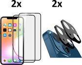 Iphone 13 Screenprotector 2x + Camera Protector 2x - Schermbeschermer - Gehard Glas - Volledige Dekking - Compatibel met Vingerafdrukken