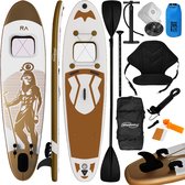 Physionics - Stand Up Paddle Board - 366cm - Opblaasbaar SUP Board met Kayak Zitting - Verstelbare Peddel - Handpomp met Manometer - Rugzak - Reparatieset - Camera Houder - Surfboard - Goud