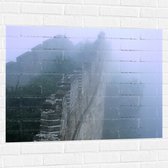 WallClassics - Muursticker - Hoge Begroeide Stenen Muur - 100x75 cm Foto op Muursticker