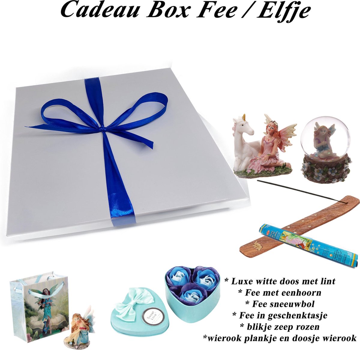 Cadeau Box Fee | Gift box | Cadeau |Fee | zeep | Fee met eenhoorn | Fee sneeuwbol | geschenk | Witte luxe doos | Verjaardag cadeau| sinterklaas cadeau