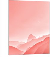 WallClassics - Dibond - Roze Bergen - 75x100 cm Foto op Aluminium (Met Ophangsysteem)