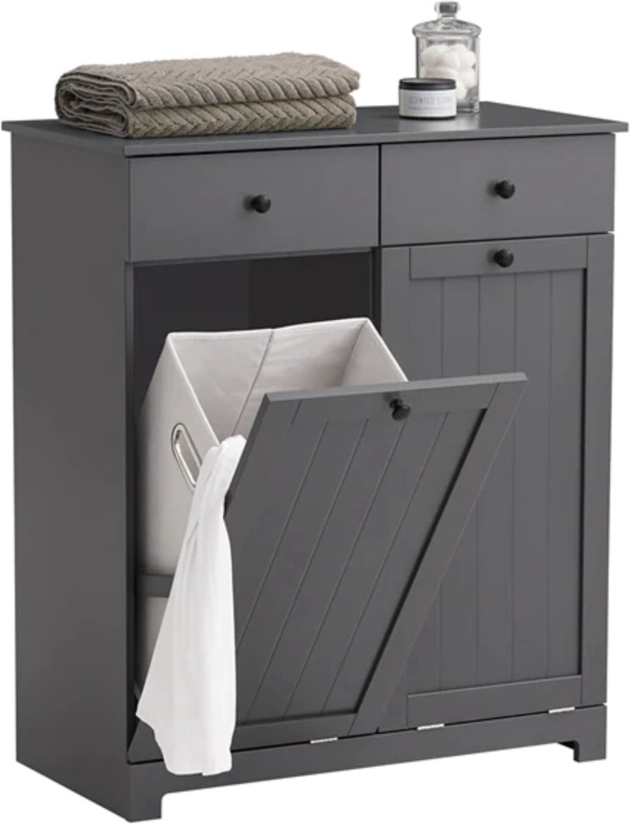 Simpletrade Badkamer - Wasmand - Badkamerkast - Waszakken - Donkergrijs - 78x91x38cm