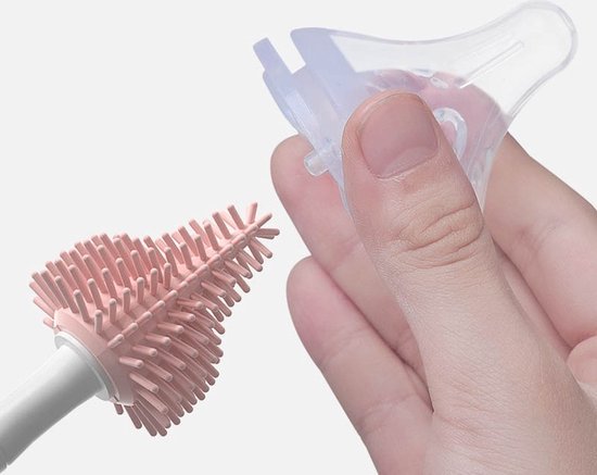 Youha® flessenborstels - Schoonmaakborstels - 3 stuks - Siliconen materiaal - Borstel voor fopspeen, buisjes, slangen en flesjes - Makkelijk schoonmaken - Spenen - Flessenreinigen - Kleur: Roze van Youha — afbeelding 2