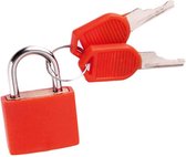 Cadenas 2 pièces avec clé - Rouge - Serrure adaptée pour casier, casier, sac à dos et sac