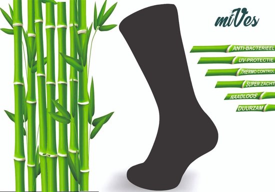 12x MIVES Bamboe Sokken Naadloos - Unisex - 12 paar - GRIJS - Maat 35-40 - Bamboe 84%