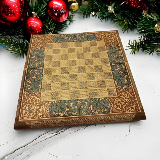 Thumbnail van een extra afbeelding van het spel HANDCRAFTED Perzisch Backgammon l Schaakbord | 50 x 50 cm - Met Backgammon stukken en Koffer