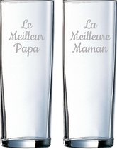 Longdrinkglas gegraveerd - 31cl - Le Meilleur Papa & La Meilleure Maman