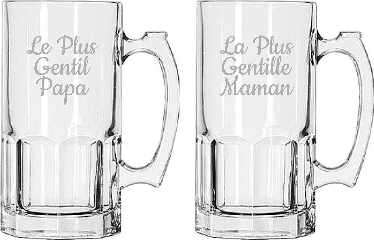 Bierpul gegraveerd - 1ltr - Le Plus Gentil Papa & La Plus Gentille Maman