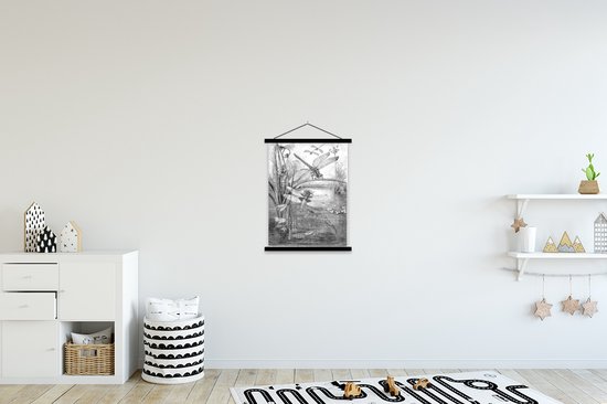 Une illustration en noir et blanc de quelques libellules affiche scolaire lattes plates noir 90x120 cm - Tirage photo sur poster textielposter (décoration murale salon / chambre)