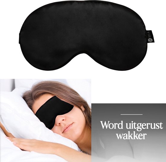 Simia™ premium zijden slaapmasker - 100% verduisterend oogmasker - zwart