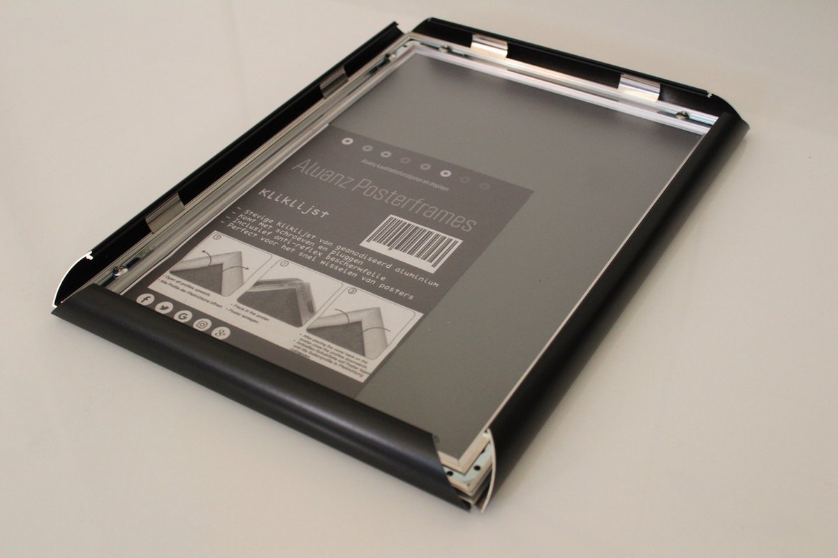 ALUANZ Kliklijst Zwart A2 (59,4x42 cm) Aluminium - Wissellijst - Posterlijst - Fotolijst - Inclusief Beschermfolie — cadeau in Cadeau-ideeën - foto 2