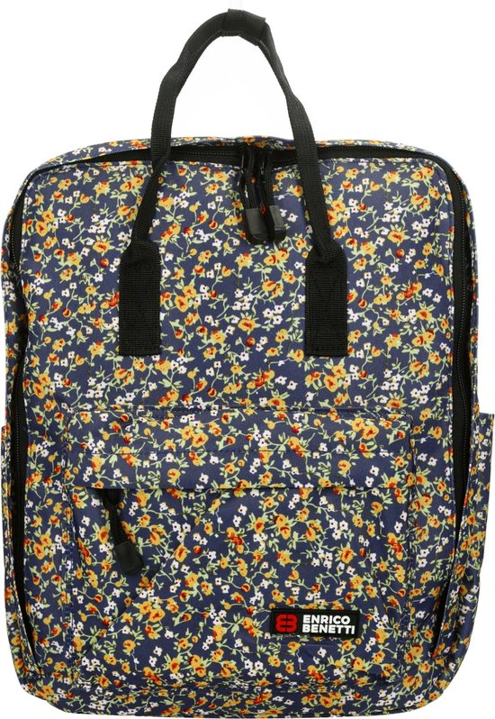 Enrico Benetti San Jose Rugzak - 13" laptop - 10.5 liter - 46212 - Blauw met Madeliefjes