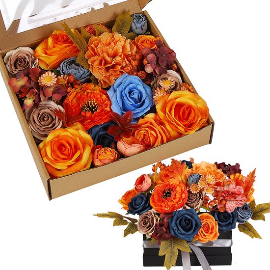 Fleurs Fleurs artificielles - Fleurs - Roses - Plantes artificielles pour l'intérieur - bricolage - DIY - Fausses fleurs - Mariage - Cadeau - Cadeau - Anniversaire - Fête des Mères - Oranje