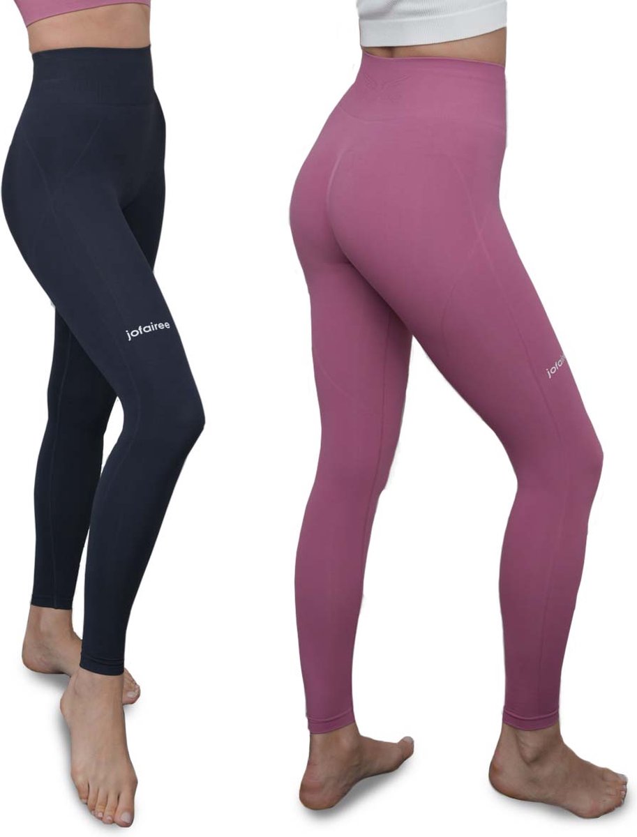 Jofairee, Perfect Shaper sportlegging - Maat XXL – 2-pack – Zwart/roze – Corrigerende shapewear sport legging – Hoge taille en booty lifting – Yoga legging en sportkleding voor dames