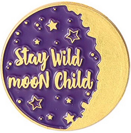 Pin ''moon child'' maan, ruimte, planeet, broche, kledingspeld
