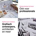 Collage met interieurontwerp, schetsen van auto's, illustraties, calligrafie en kleurplaten, met Vivid Green markers.