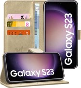 Hoesje geschikt voor Samsung Galaxy S23 - Book Case Leer Pasjeshouder Goud