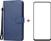 Motorola Moto G13 / G23 / G53 blauw agenda book case hoesje + full glas screenprotector