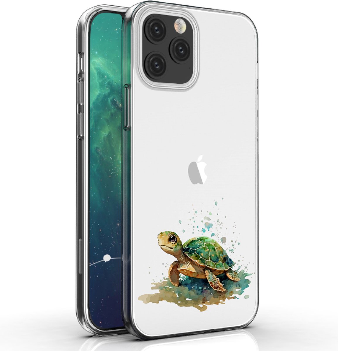 Apple Iphone 12 Mini telefoonhoesje transparant siliconen hoesje - Schildpad