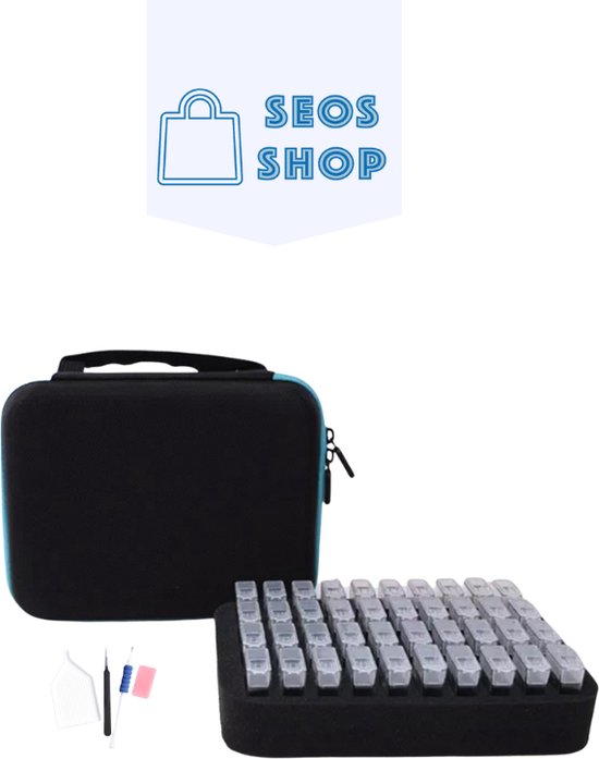 SEOS Shop Boîte de tri de Peinture de diamants - 40 boîtes TiC TAC dans un beau sac avec fermeture à glissière - Tools et accessoires de peinture au Diamond