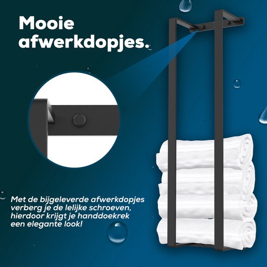 Handdoekrek Mat Zwart - Badkamer - Handdoekhouder - RVS - 70*20*14cm