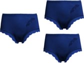 Dames hoge slips 3 pack met kantrandje XL 42-46 donkerblauw