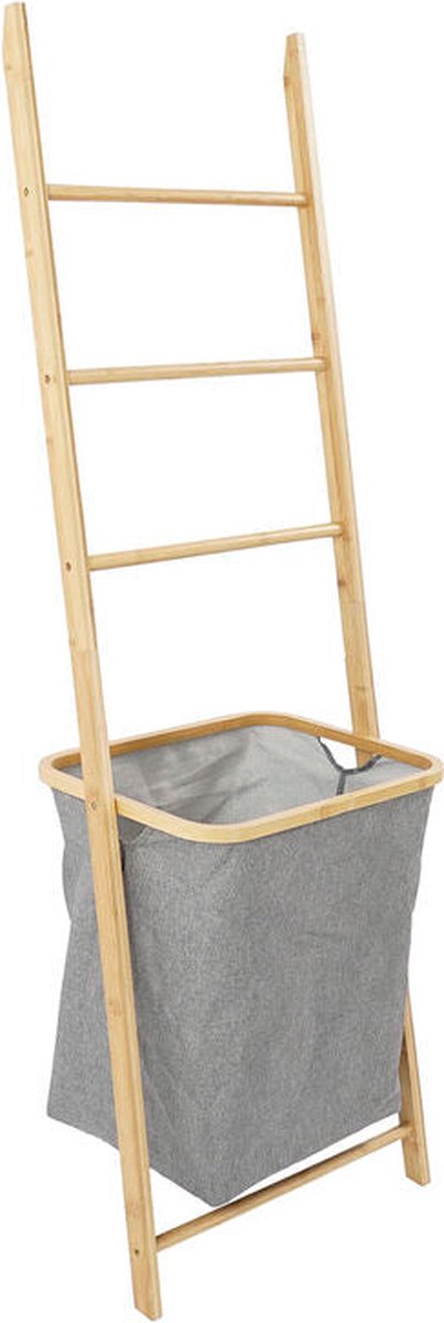 Losstaand handdoekenrek DKD Home Decor Natuurlijk Grijs Polyester Bamboe (44 x 33 x 145 cm)