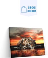SEOS Shop ® Diamond Painting Volwassenen - Diamond Painting Kinderen - Diamond Painting Pakket Volledig - Jachtluipaard in de avond - 50x40 cm
