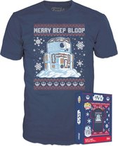 Funko Star Wars Heren Tshirt -S- Holiday POP! Tees R2-D2 Snowman Blauw