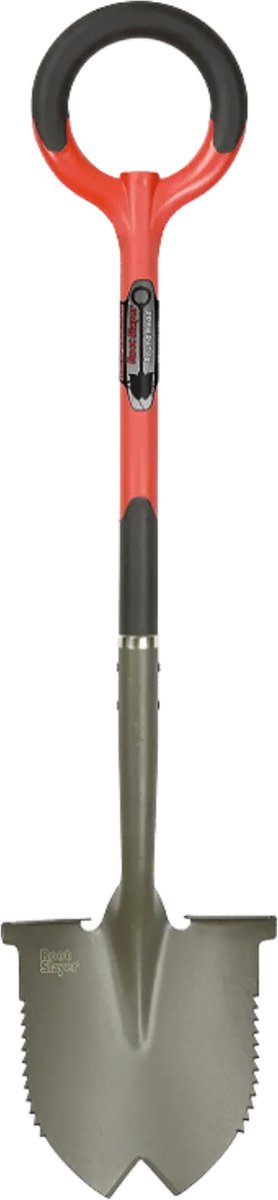 Root Slayer, Border tuinschep met V-vormig blad – Multifunctionele tuinschop met zaag en mes – Spade met rond blad – Tuingereedschap – Schop & wortelzaag voor tuinieren - Boomwortelspade