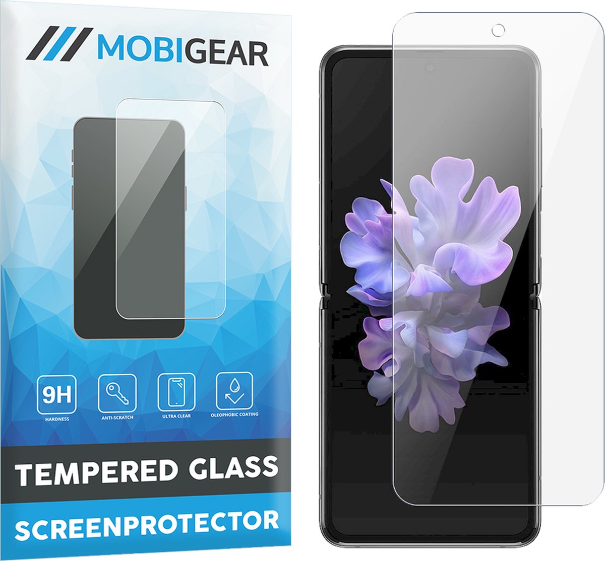 Mobigear Screenprotector geschikt voor Samsung Galaxy Z Flip 4 Glazen | Mobigear Premium Back Protector - Case Friendly - Zwart