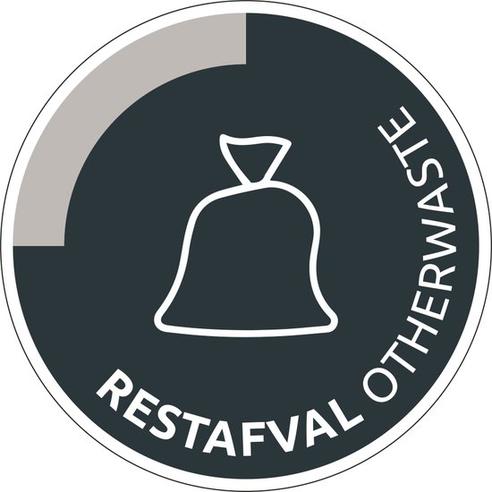 Restafval sticker tweetalig 200 mm bol