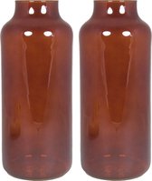 Floran - vases à fleurs - 2x pièces - verre marron/transparent - H35 x D15 cm