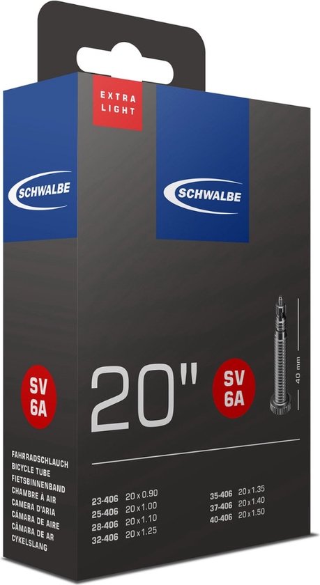 Schwalbe Binnenband - SV6A - Extra Light - 20 inch x 0.90 - 1.50 - Frans Ventiel - 40mm