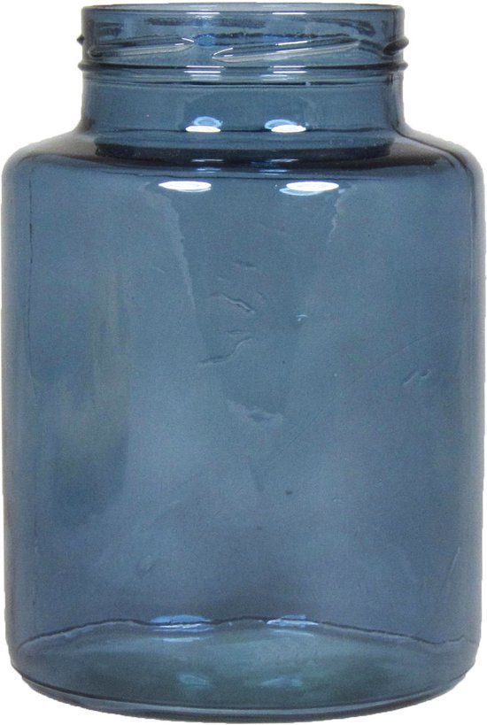 Vase à fleurs Floran / Asymétrique - bleu/verre transparent - H20 x D14,5 cm