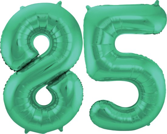 Folat Folie ballonnen - 85 jaar cijfer - glimmend groen - 86 cm - leeftijd feestartikelen