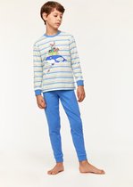 Woody pyjama jongens/heren - multicolor gestreept - walvis - 231-1-PLC-S/904 - maat 128